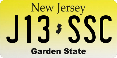 NJ license plate J13SSC