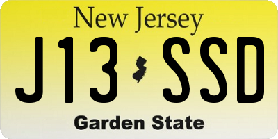 NJ license plate J13SSD