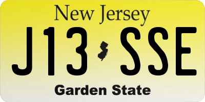 NJ license plate J13SSE