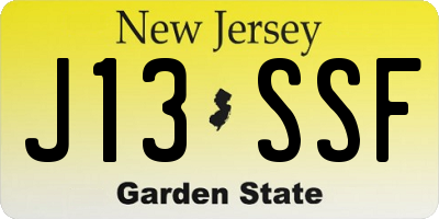 NJ license plate J13SSF