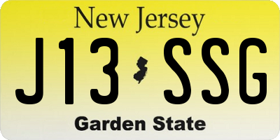 NJ license plate J13SSG