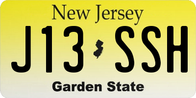 NJ license plate J13SSH