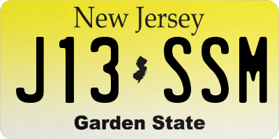NJ license plate J13SSM