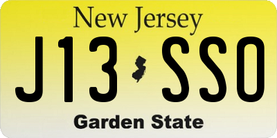 NJ license plate J13SSO