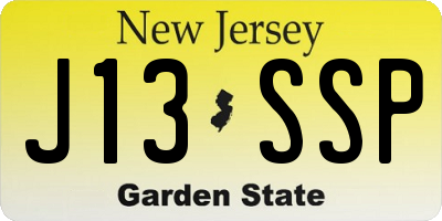 NJ license plate J13SSP