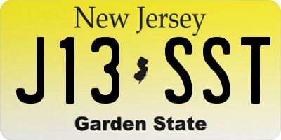 NJ license plate J13SST