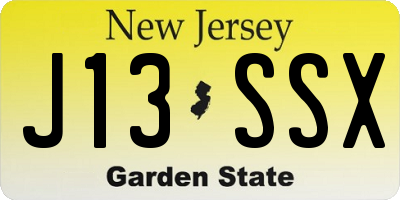 NJ license plate J13SSX