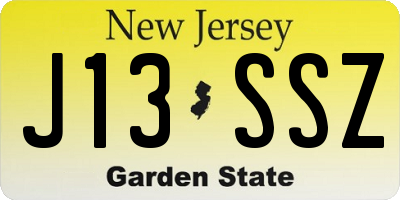 NJ license plate J13SSZ