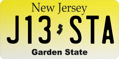 NJ license plate J13STA