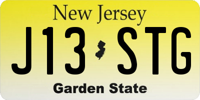 NJ license plate J13STG
