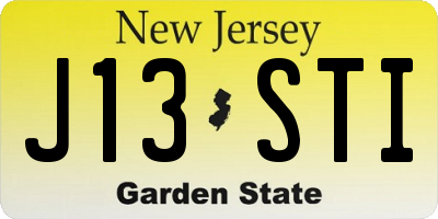 NJ license plate J13STI