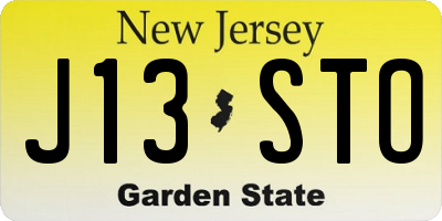 NJ license plate J13STO