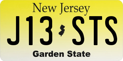 NJ license plate J13STS