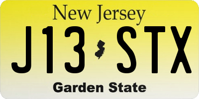 NJ license plate J13STX