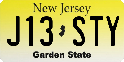 NJ license plate J13STY