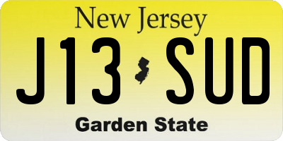 NJ license plate J13SUD