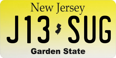 NJ license plate J13SUG