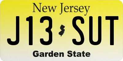 NJ license plate J13SUT