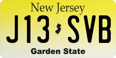 NJ license plate J13SVB