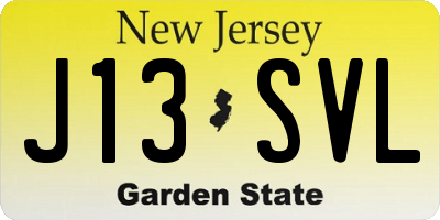 NJ license plate J13SVL