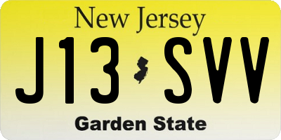 NJ license plate J13SVV