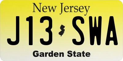 NJ license plate J13SWA