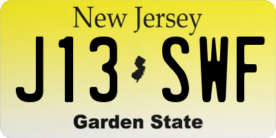 NJ license plate J13SWF