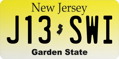 NJ license plate J13SWI