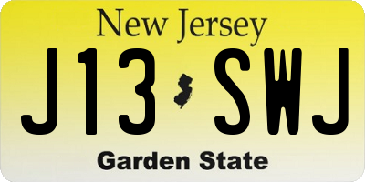 NJ license plate J13SWJ