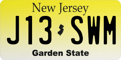 NJ license plate J13SWM