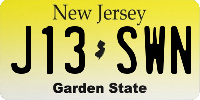 NJ license plate J13SWN