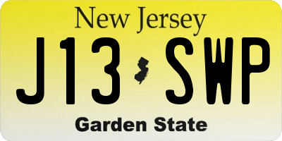NJ license plate J13SWP