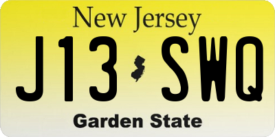NJ license plate J13SWQ