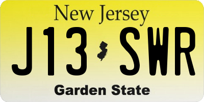 NJ license plate J13SWR