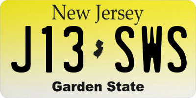 NJ license plate J13SWS