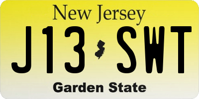 NJ license plate J13SWT