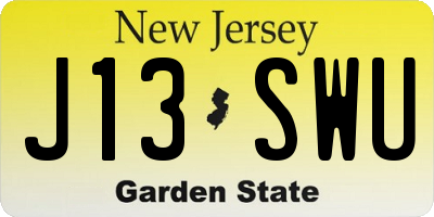 NJ license plate J13SWU