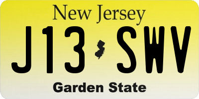NJ license plate J13SWV