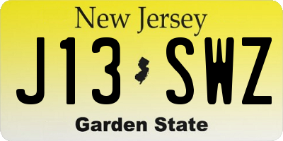 NJ license plate J13SWZ