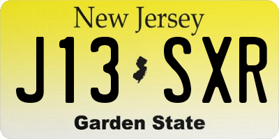 NJ license plate J13SXR