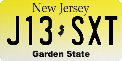 NJ license plate J13SXT