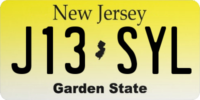 NJ license plate J13SYL