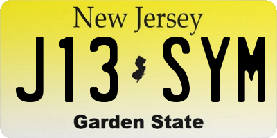NJ license plate J13SYM