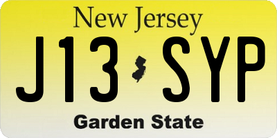 NJ license plate J13SYP