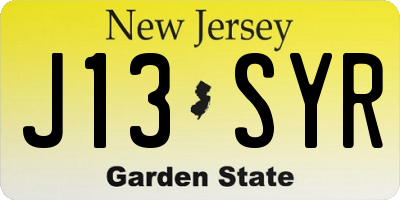 NJ license plate J13SYR
