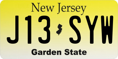 NJ license plate J13SYW