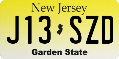 NJ license plate J13SZD