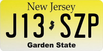 NJ license plate J13SZP