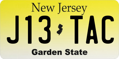 NJ license plate J13TAC