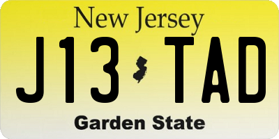 NJ license plate J13TAD